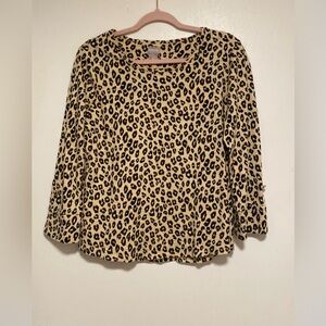 Chico's Animal Print Blouse - Black and Tan